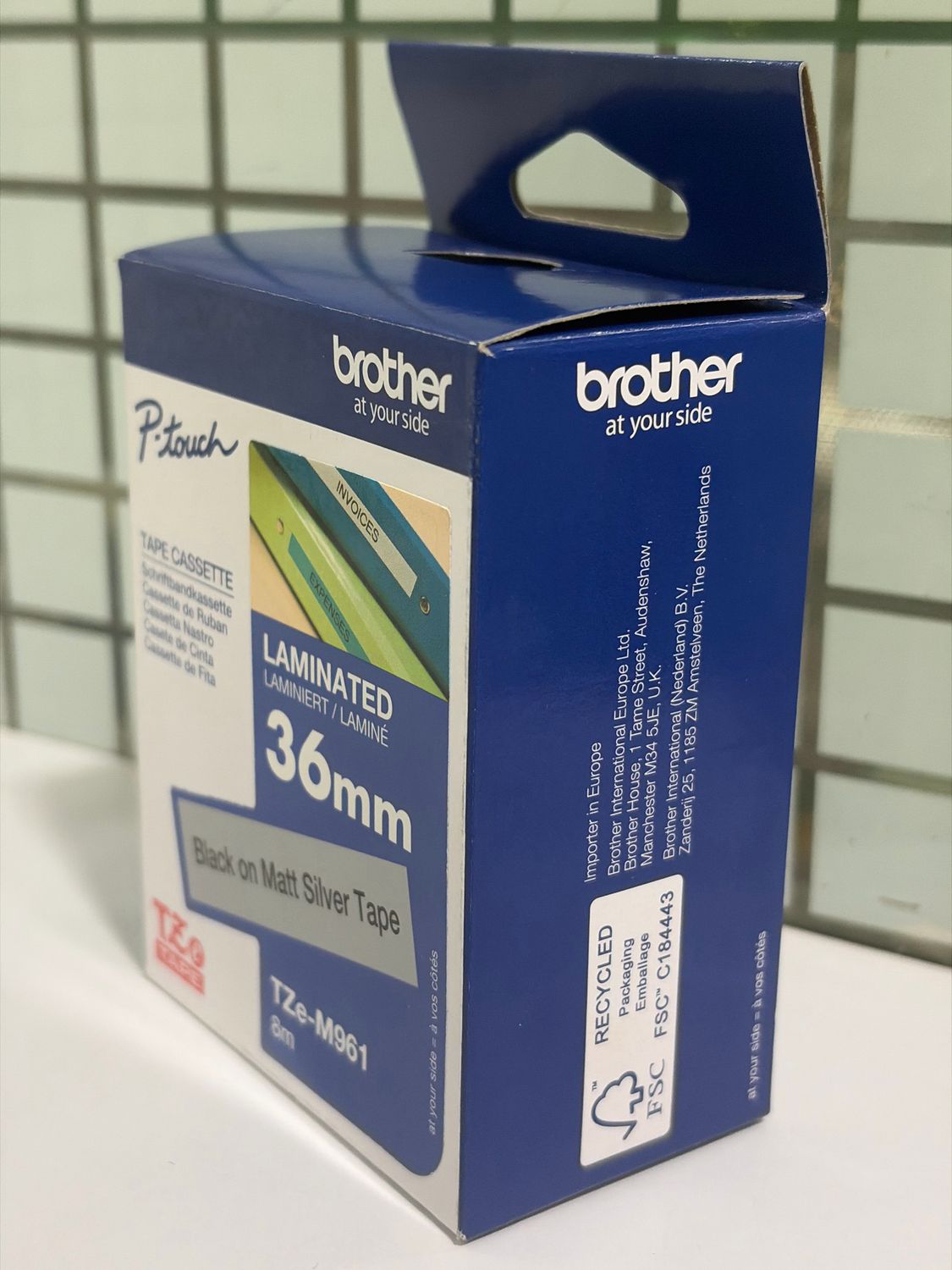 Brother Tze-M961 Black on Silver, Matt, 36mm Label Tape