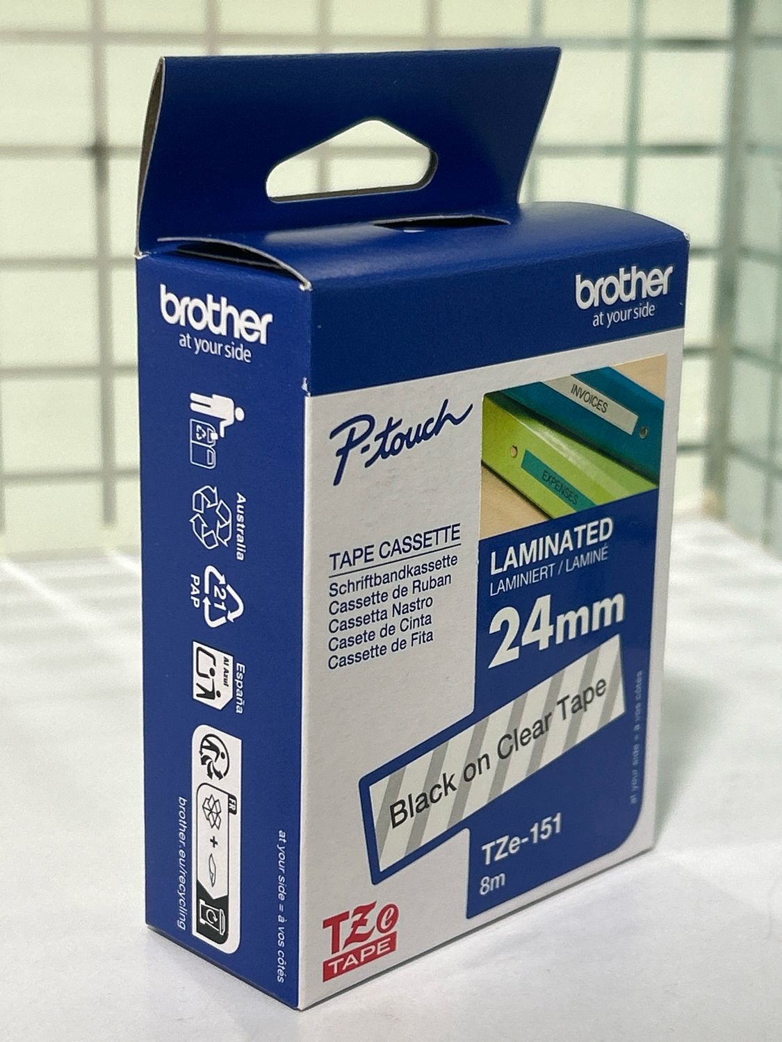 Brother Tze-151 Black on Clear 24mm Label Tape