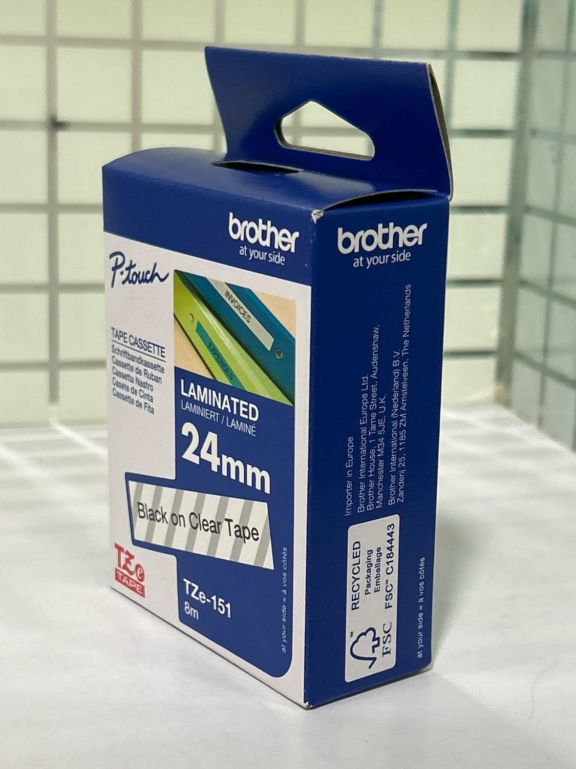 Brother Tze-151 Black on Clear 24mm Label Tape