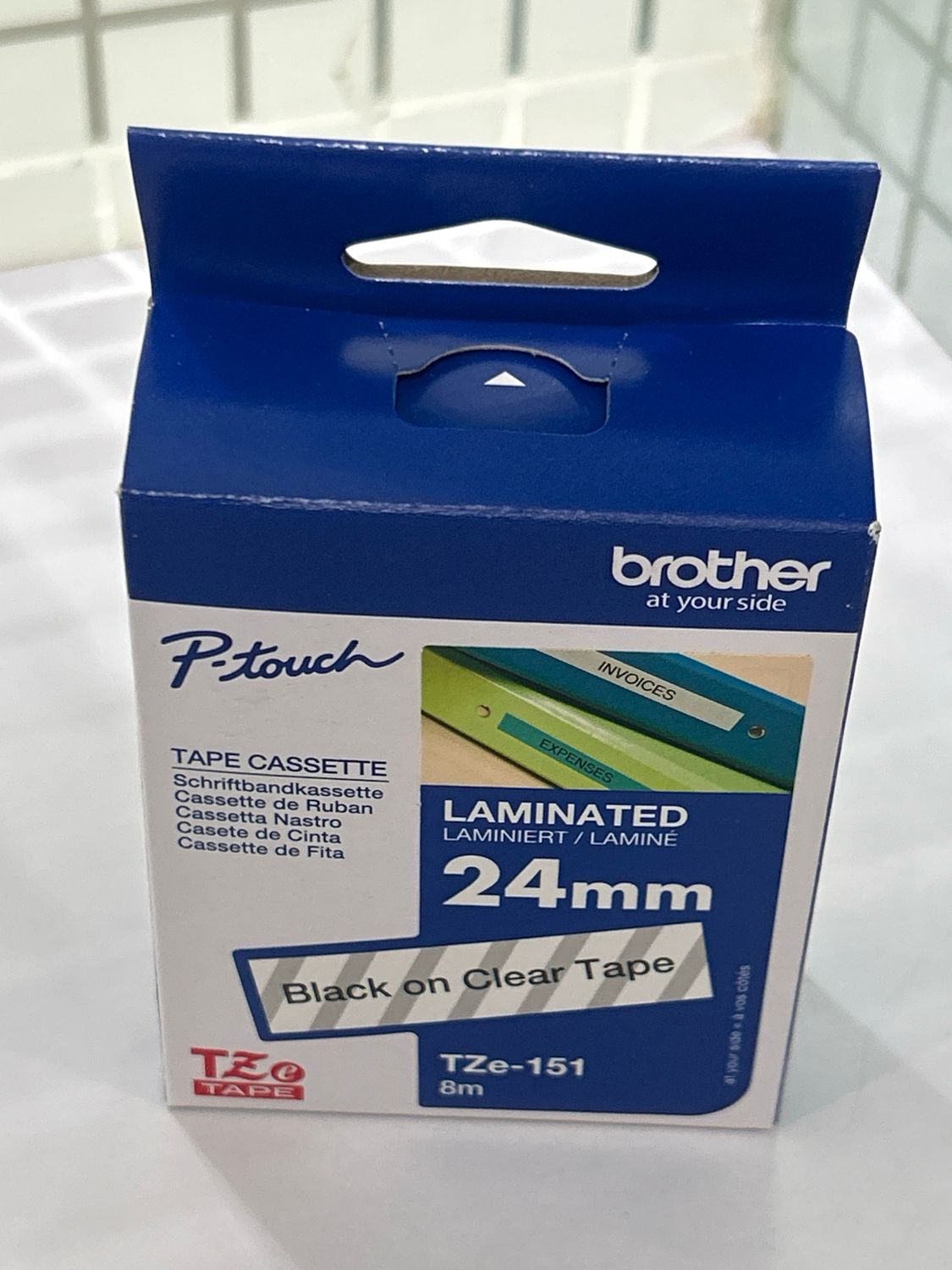 Brother Tze-151 Black on Clear 24mm Label Tape