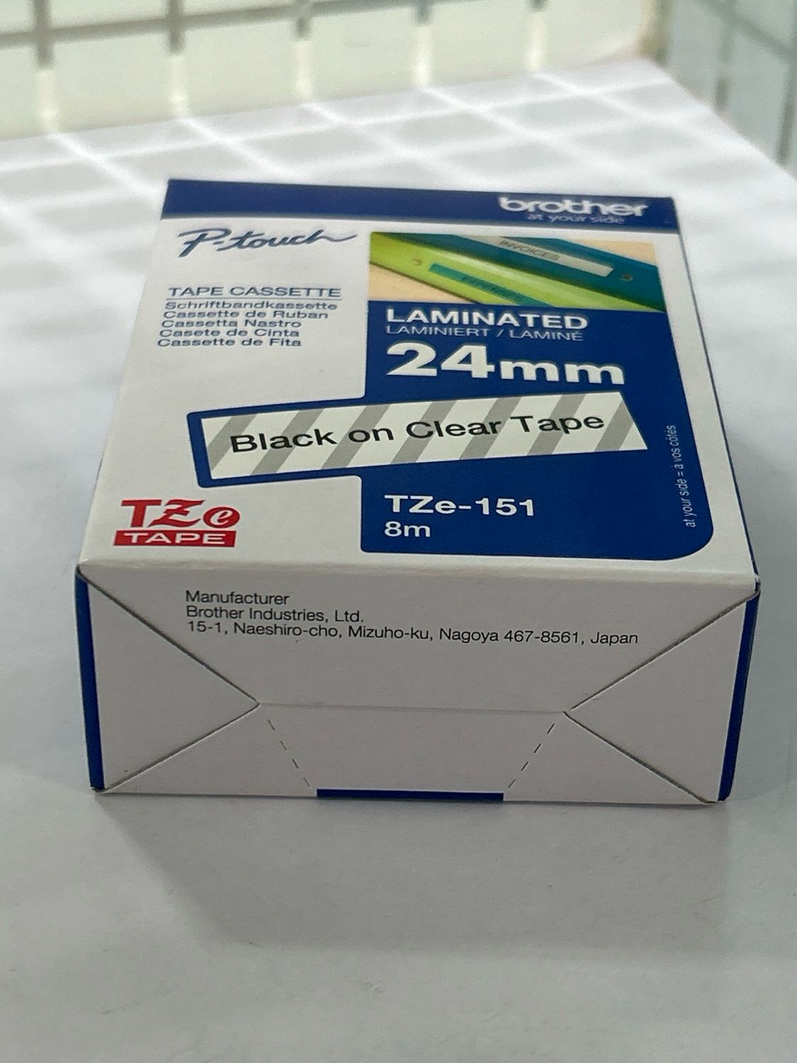 Brother Tze-151 Black on Clear 24mm Label Tape