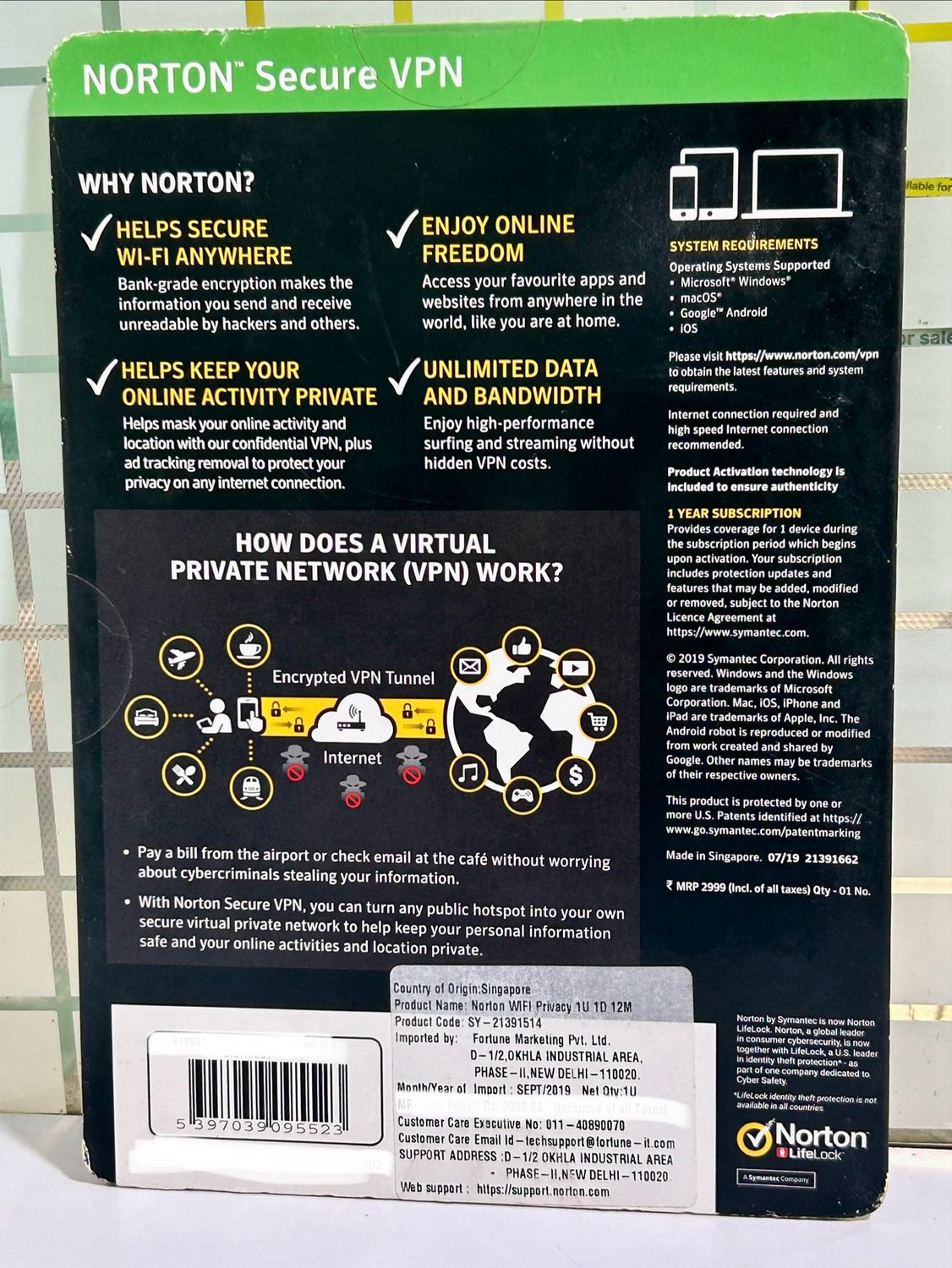 Norton Wi-Fi Privacy, VPN, 1 Device, 12 Months