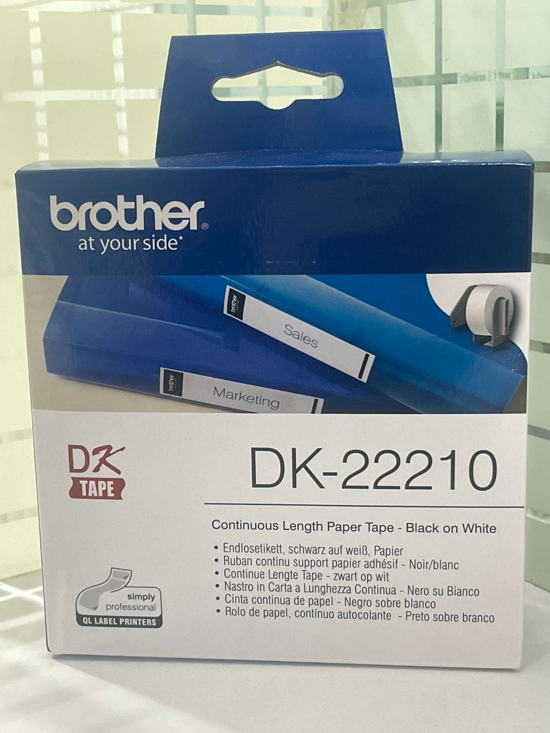 Brother DK22210 Continuous Length Paper Label, 29mm X 30.48m