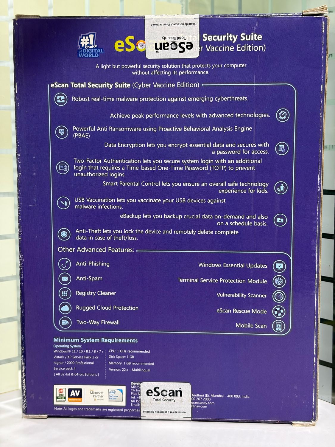 New, 1 User, 1 Year, eScan Total Security (v22x)