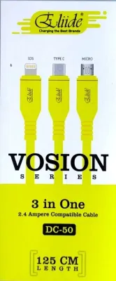 ELIIDE 3 in One Data Cable, Compitable with Micro/Type C/iOS (DC-50)