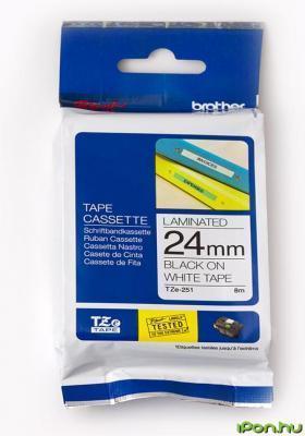 Brother TZe-251 Black on White 24mm Label Tape