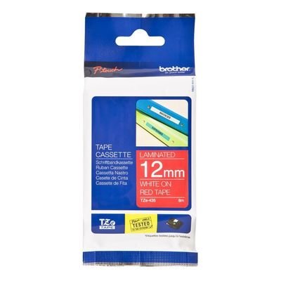 Brother Tze-435 White on Red 12mm Label Tape Brother Tze-435 White on Red 12mm Label Tape