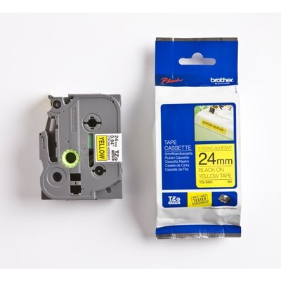 Brother Tze-S651 Strong Adhesive Black on Yellow 24mm Label Tape