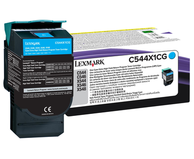 Lexmark C544X1CG Cyan Extra High Yield Toner Cartridge, 4K