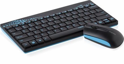 Rapoo 8000 Mini Wireless Keyboard Mouse, Blue