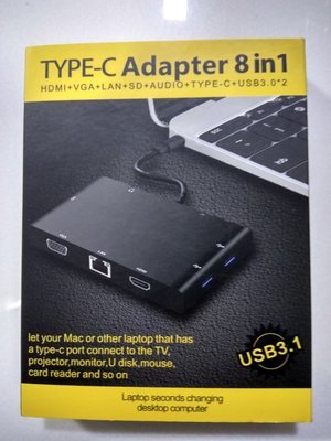 8 in 1 USB C Hub Multi-Port Type C Adapter Dongle