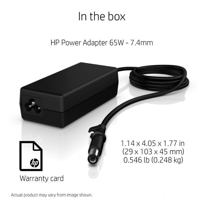 HP 65W 7.4mm Non-EM AC Adapter, Laptop Charger