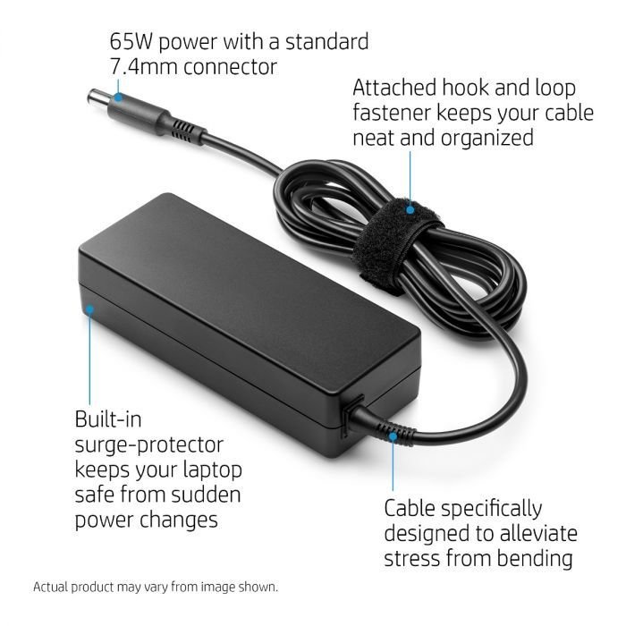 HP 65W 7.4mm Non-EM AC Adapter, Laptop Charger