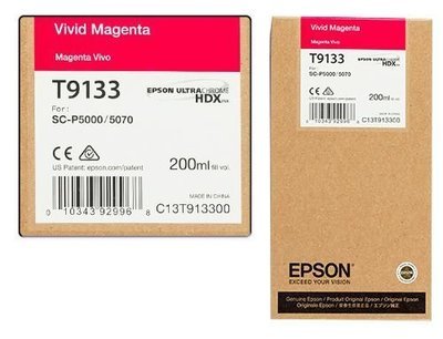 Epson T9133 Vivid Ink Cartridge, Magenta, 200ml