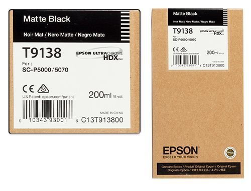 Epson T9138 Ink Cartridge, Matte Black, 200ml