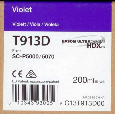 Epson T913D Violet Ink Cartridge, 200ml