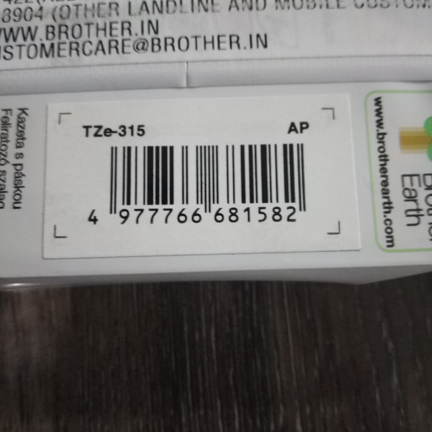 Brother Tze-315 Whit on Black 6mm Label Tape