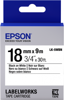 Epson LK-5WBN 18mm black On White Label tape