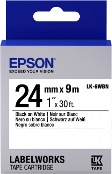 Epson LK-6WBN 24mm black On White Label tape Epson LK-6WBN 24mm black On White Label tape