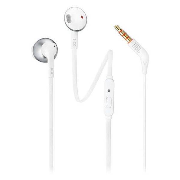 JBL T205 Pure Bass Metal Earbud Headphones White Champagne Gold