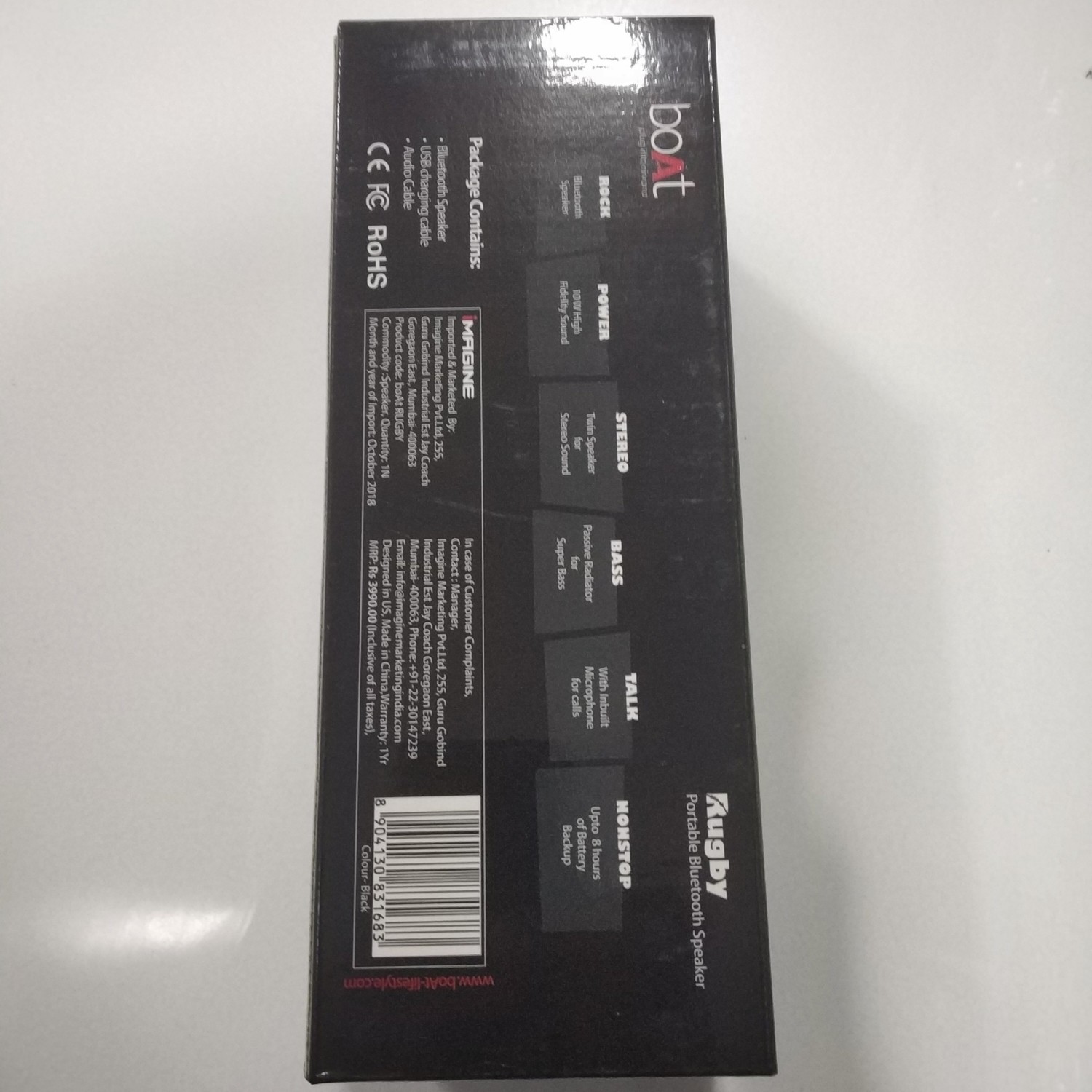 boAt Rugby Wireless Portable Stereo Speaker, Black boAt Rugby Wireless Portable Stereo Speaker, Black