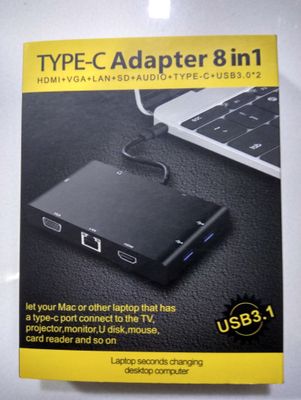 8 in 1 USB C Hub Multi-Port Type C Adapter Cable 8 in 1 USB C Hub Multi-Port Type C Adapter Cable