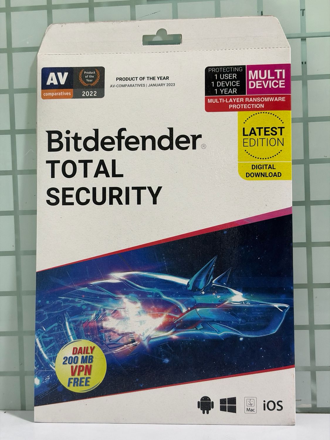 New, 1 User, 1 Year, BitDefender Total Security (200MB VPN)