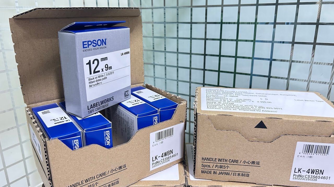 Epson LK-4WBN 12mm black On White Label tape