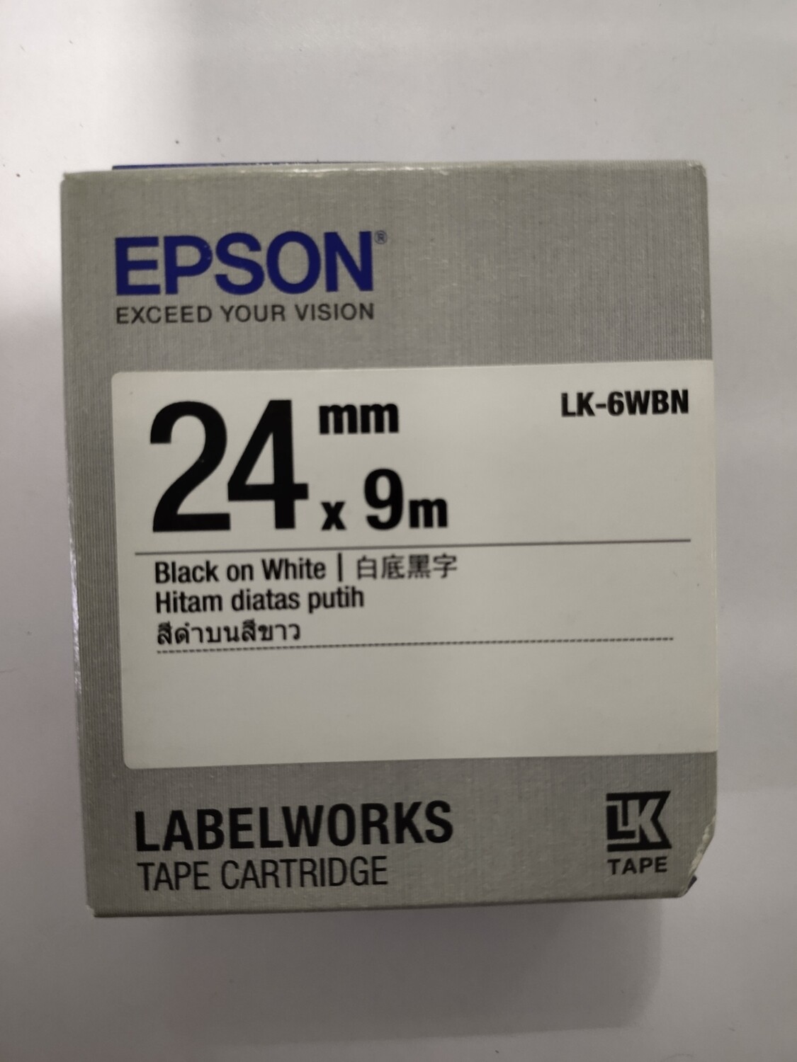 Epson LK-6WBN 24mm black On White Label tape Epson LK-6WBN 24mm black On White Label tape