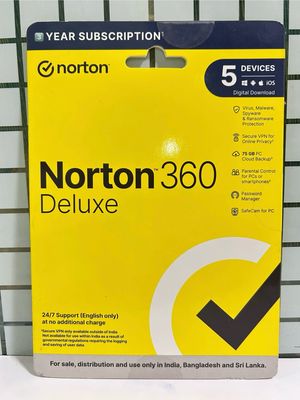 New, 5 User, 3 Year, Norton 360 Deluxe Total Security