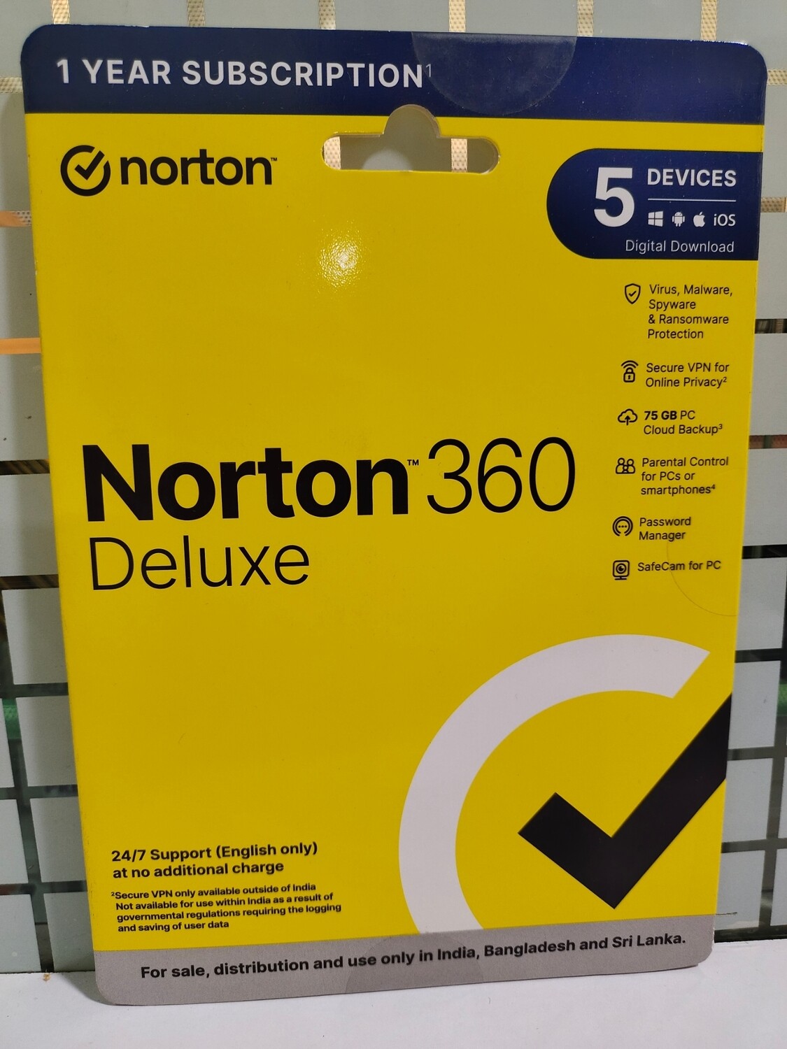 New, 5 User, 1 Year, Norton 360 Deluxe Total Security