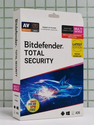 New, 1 User, 3 Year, BitDefender Total Security (200MB VPN)