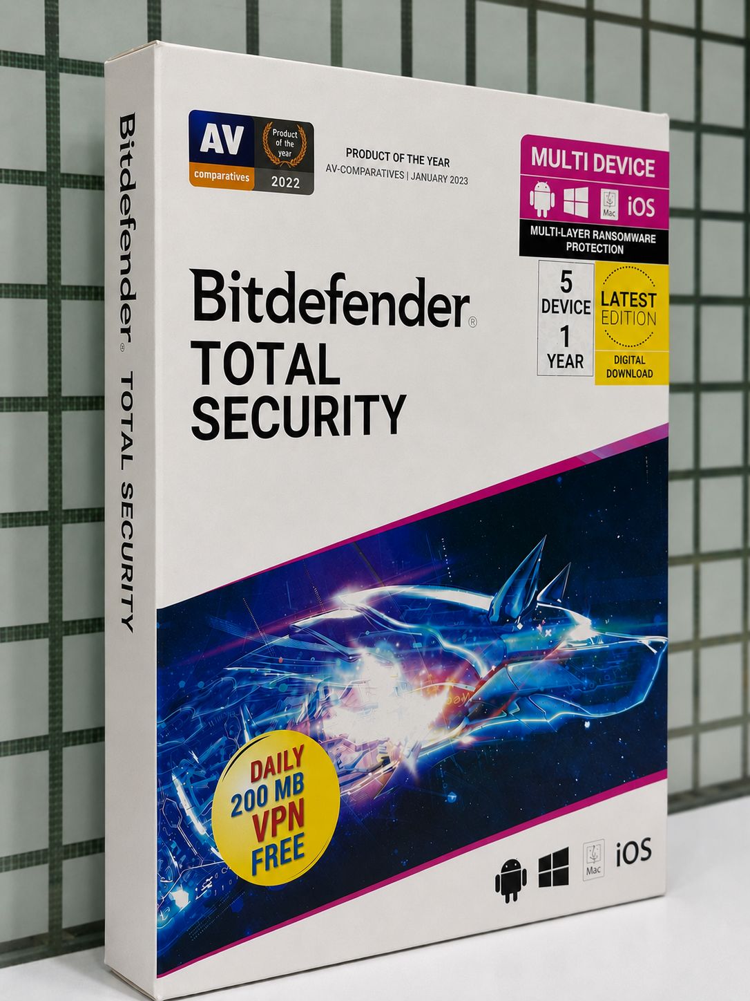 New 5pc 1yr Bitdefender Total Security (VPN)