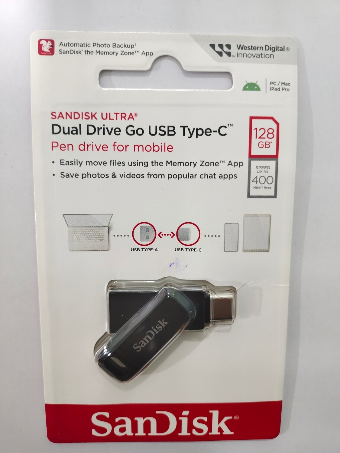 SanDisk 128GB Ultra Dual Drive Go Type C Pendrive for Mobile