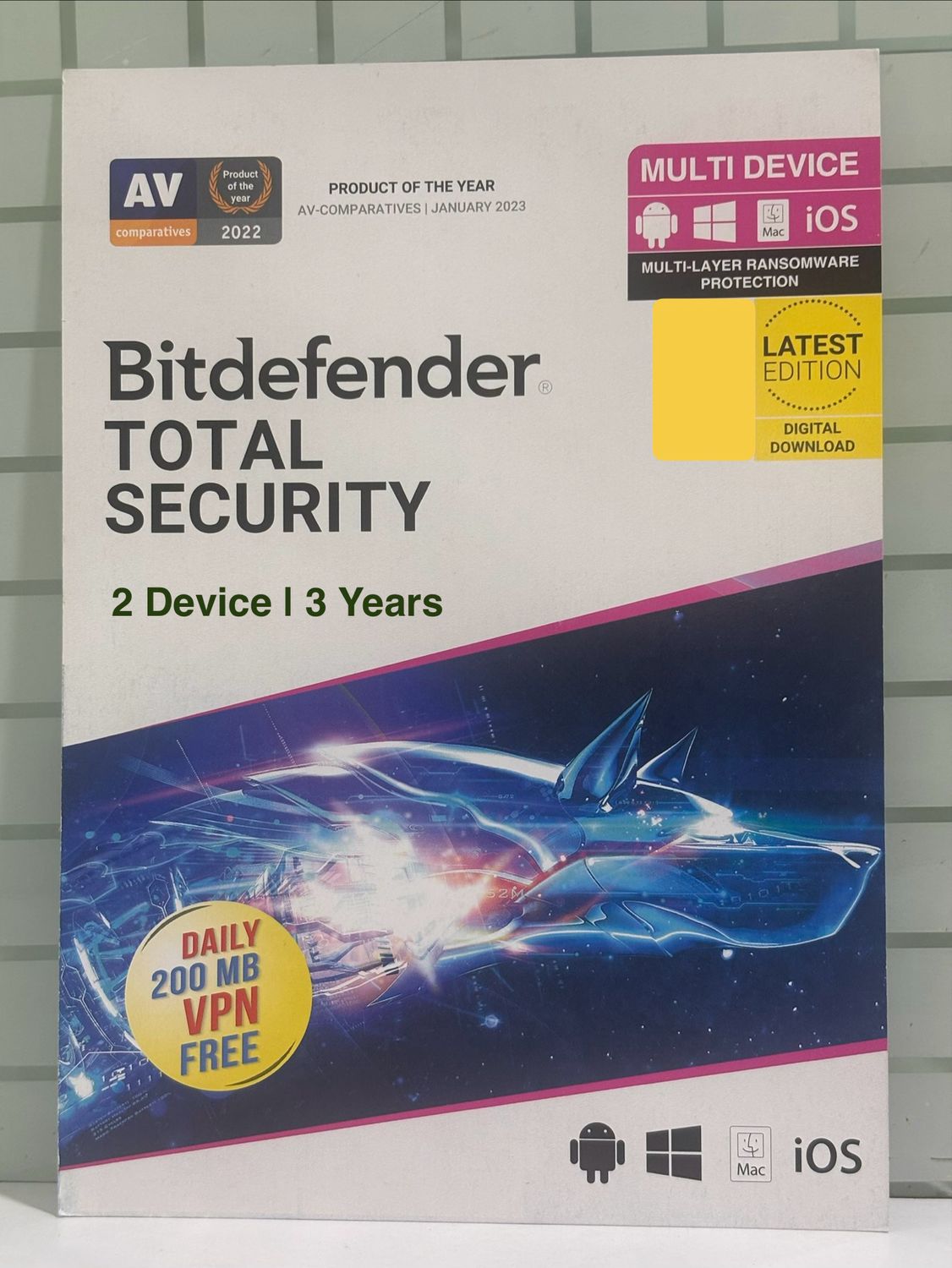 2 User, 3 Year, Bitdefender Total Security (200MB VPN)