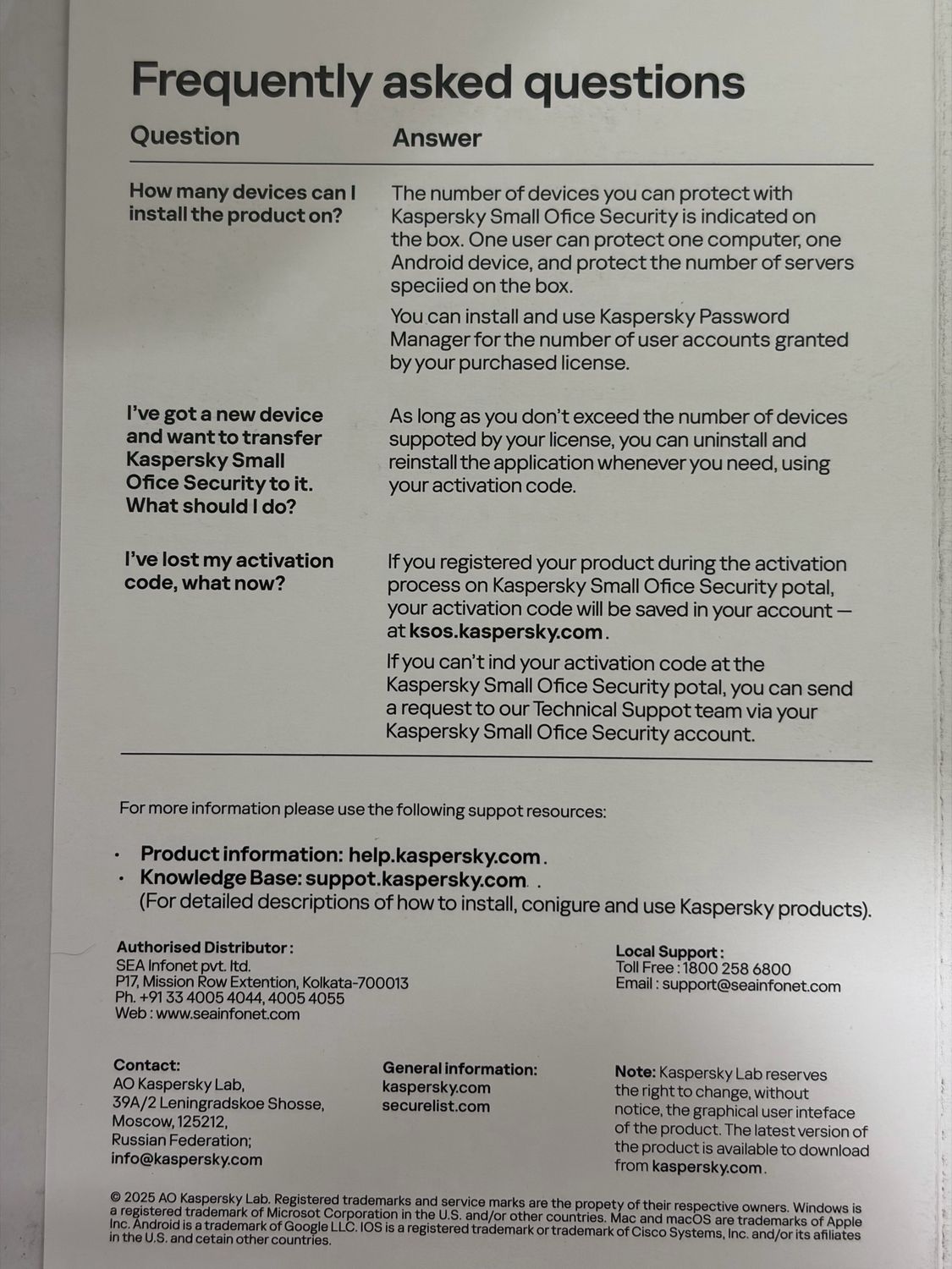 25 PC, 3 Server, 25 Mobile, 1 Year, Kaspersky Small Office Security