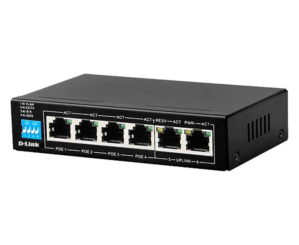 D-Link 6-Port Unmanaged PoE Switch DES-F1006P-E