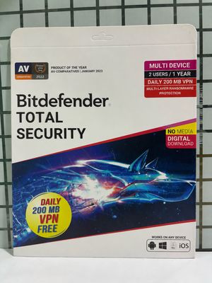 2 User, 1 Year, BitDefender Total Security (200MB VPN) 2 User, 1 Year, BitDefender Total Security (200MB VPN)