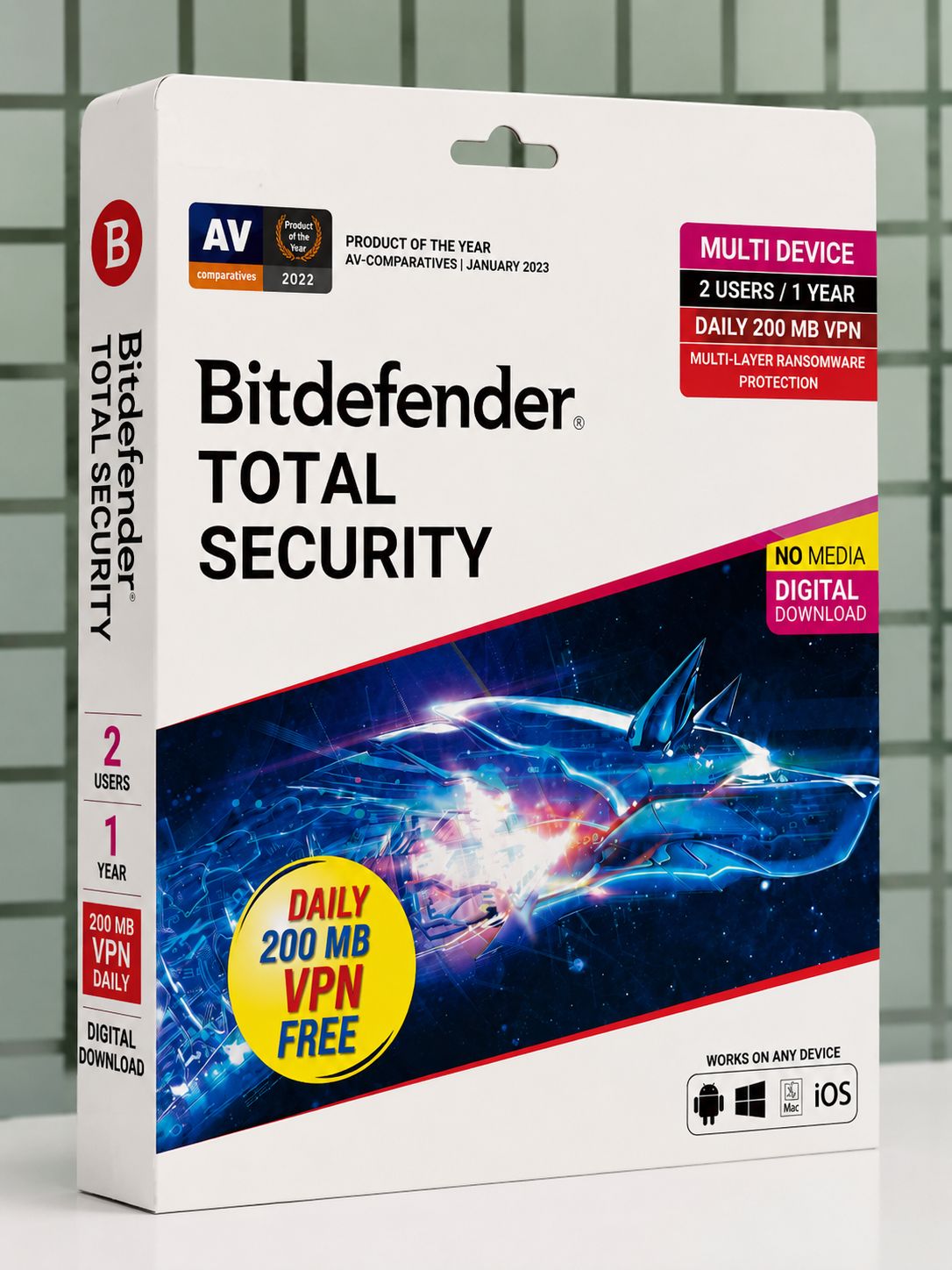 New 2pc 1yr BitDefender Total Security (VPN)