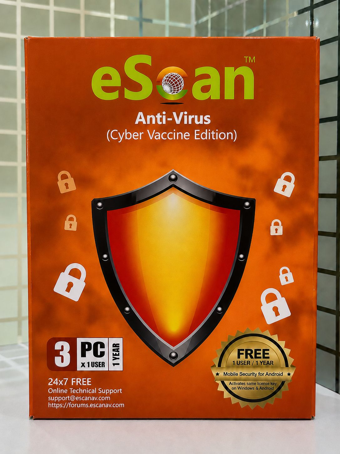 New v22x, 3 User, 1 Year, eScan Anti-Virus Security