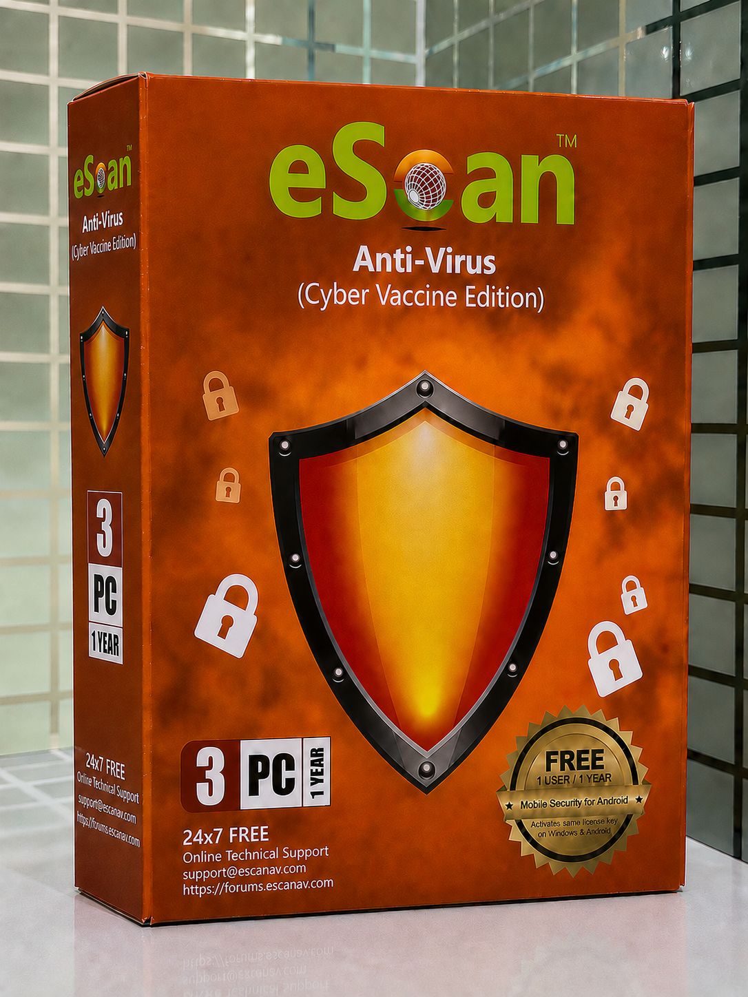 New 3pc 1yr eScan Anti-Virus Security (v22)