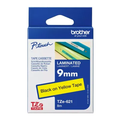 Brother TZe-621 Black on Yellow 9mm Label Tape Brother TZe-621 Black on Yellow 9mm Label Tape