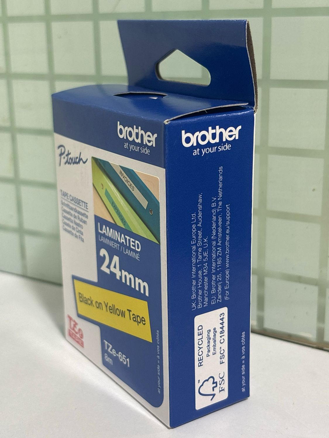 Brother TZe-651 Black on Yellow 24mm Label Tape