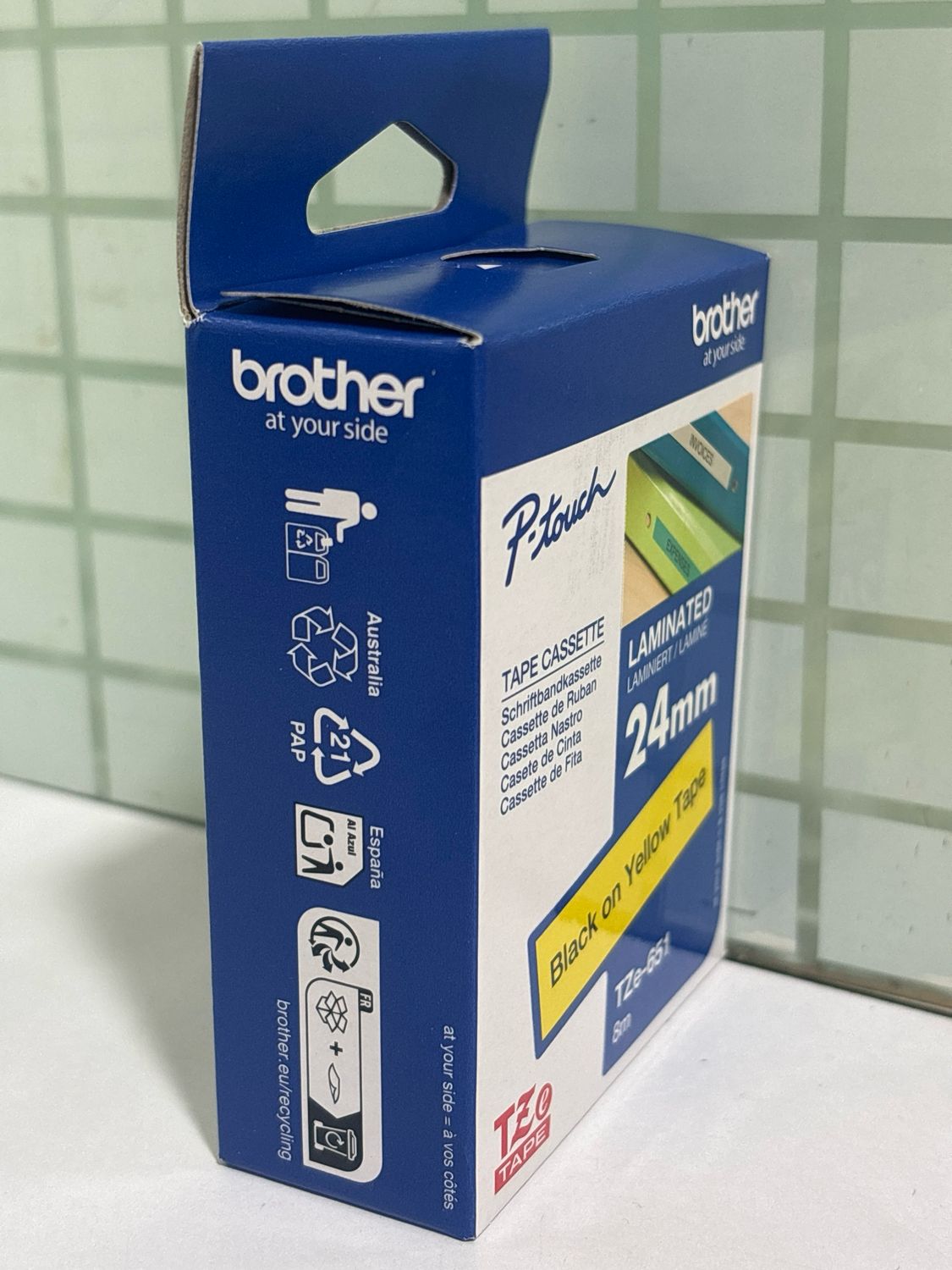 Brother TZe-651 Black on Yellow 24mm Label Tape