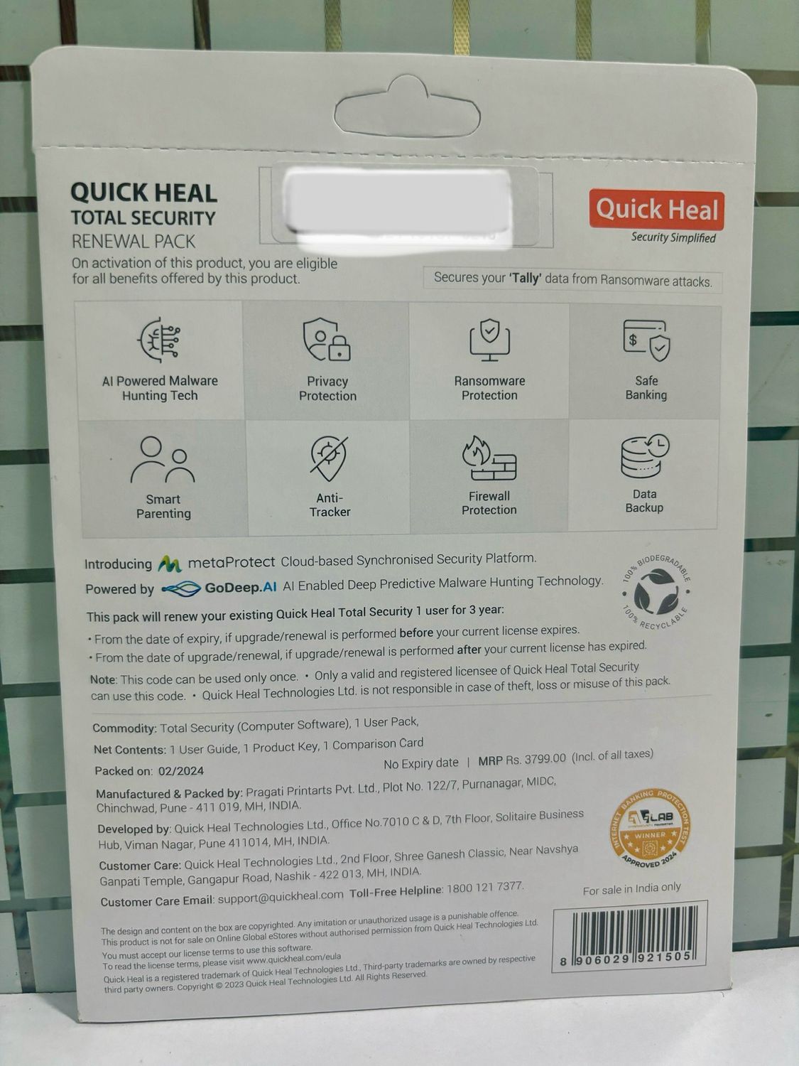 Renewal, 1 User, 3 Year, Quick Heal Total Security