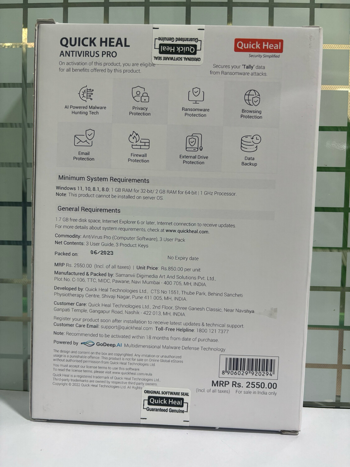 New, 3 User, 1 Year, Quick Heal Antivirus Pro