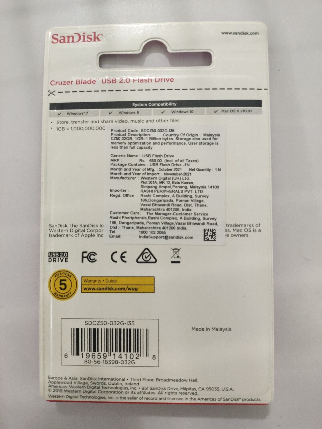 SanDisk 32GB Pen Drive, Cruzer Blade