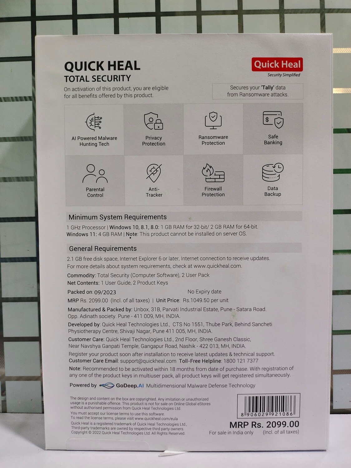 New, 2 User, 1 Year, Quick Heal Total Security