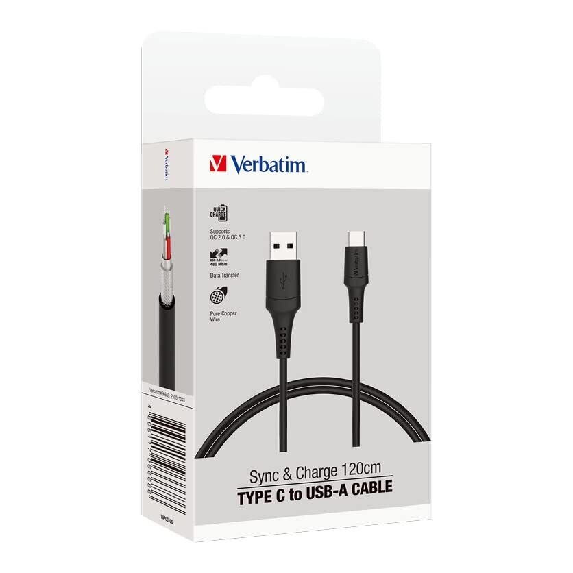 Verbatim 1.2mtr USB to Type-C Cable Verbatim 1.2mtr USB to Type-C Cable