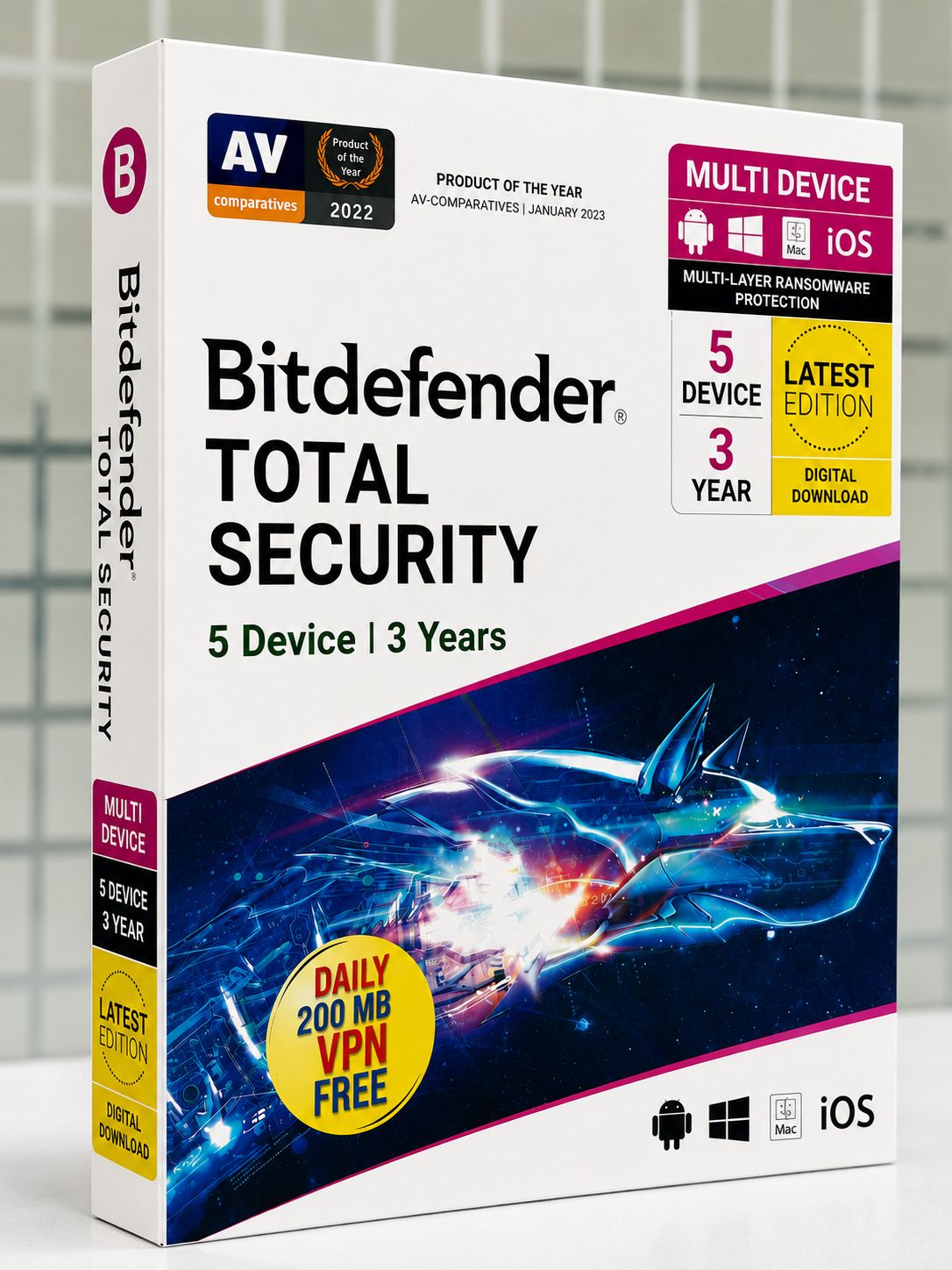 New 5pc 3yr Bitdefender Total Security (VPN)